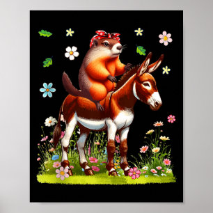 Póster Amante de Granjero de Burro Montado en Corbatín de