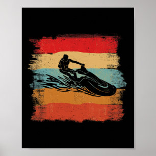 Póster Amante de Jet Ski de Rayas Coloridas Vintage Jet S