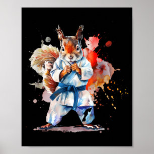 Póster Amante de la ardilla de Judo acuarela Karate MMA