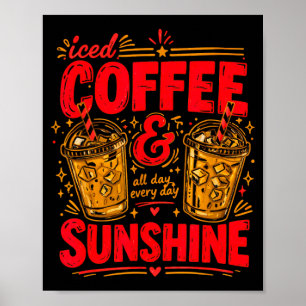 Póster Amante de la bebida de verano estética café con hi