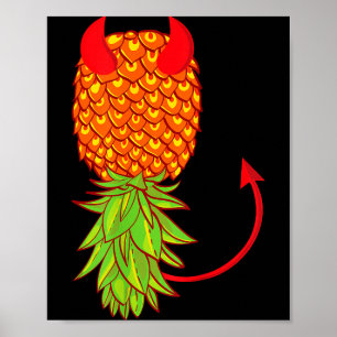 Póster Amante de la fruta divertida piña colgante al revé