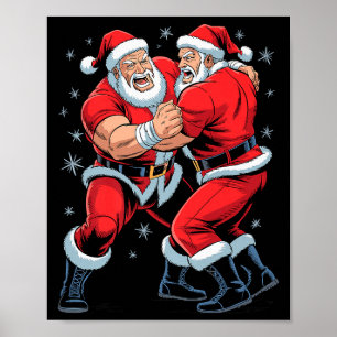 Póster Amante de la lucha libre de Santa Divertido luchad