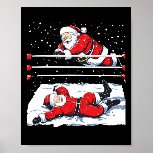 Póster Amante de la lucha libre de Santa luchador Navidad