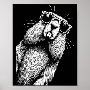 Póster Amante de la marmota divertida Día de la marmota d