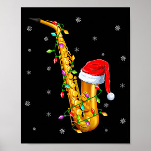Póster Amante de la música de saxofón luces de Navidad Sa