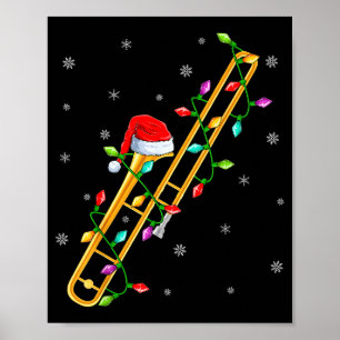 Póster Amante de la música de trombón luces de Navidad Sa