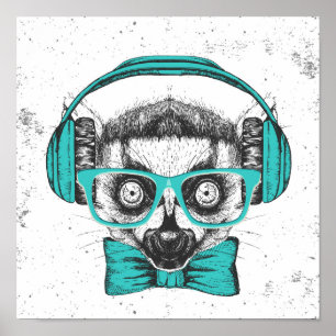 Póster Amante de la música del Lemur el  
