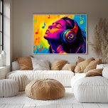 Póster Amante de la música pop Art - Groove with Dragon E<br><div class="desc">Esta vibrante escena de música pop art muestra a una persona perdida en el ritmo, con auriculares coloridos y un atrevido emblema de dragón. El arte rebosa de color, capturando la libertad y energía de los amantes de la música en todas partes. Personalizar los auriculares con tu propio símbolo o...</div>