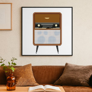 Póster Amante de la música retro de radio de mediados de 
