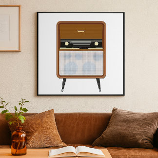 Póster Amante de la música retro de radio de mediados de