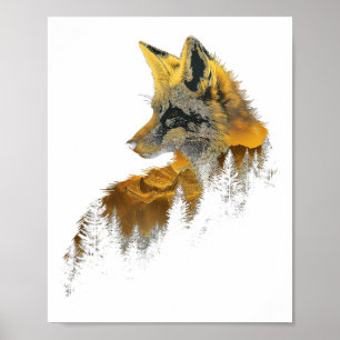 Póster Amante de la naturaleza del bosque de zorros Monta