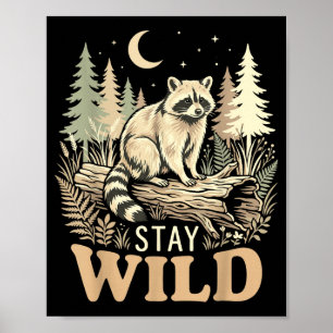 Póster Amante de la naturaleza del mapache permanece salv