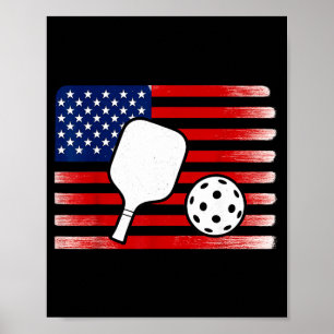 Póster Amante de la paleta de pickleball de la bandera de
