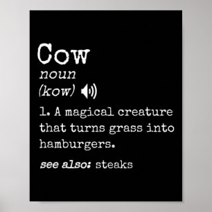 Póster Amante de la parrilla de bistec de vaca divertido