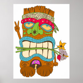 Póster Amante de la paz, loco floral tiki hippie