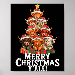Póster Amante de la vaca divertida del árbol de Navidad d