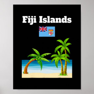 Póster Amante de las Islas Fiji Viaje Recuerdo Bandera Fi