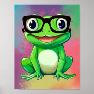 Póster Amante de las ranas   Rana divertida y colorida Pe