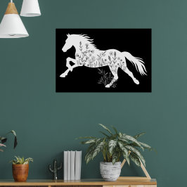 Póster Amante de los caballos florales