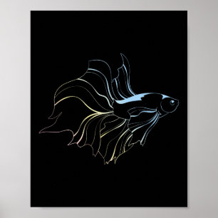 Póster Amante de Peces Betta Pez de Combate Siamés Acuari