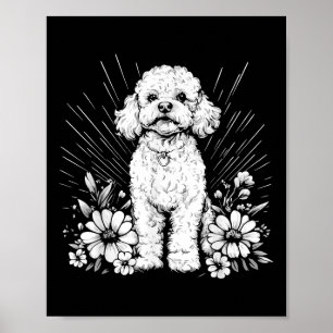 Póster Amante de perros caniche estilo retro tatuaje