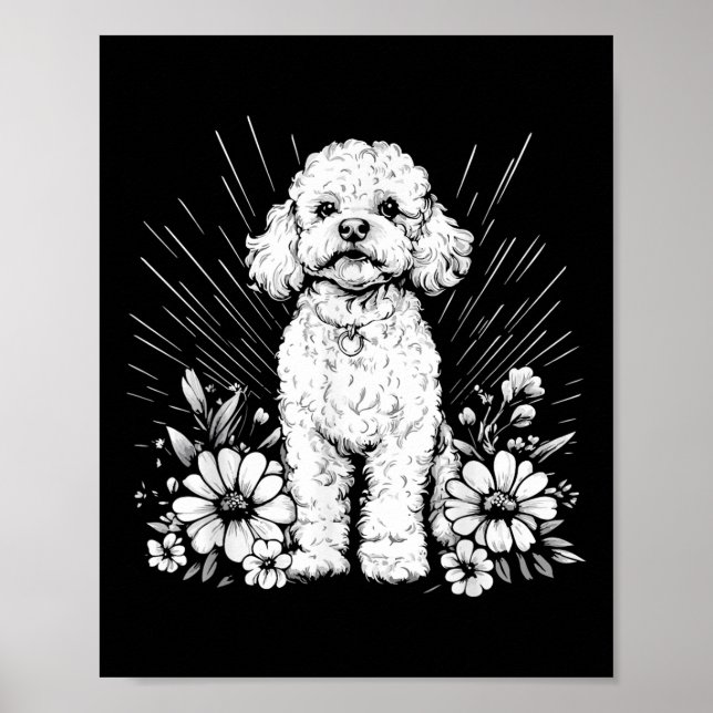Póster Amante de perros caniche estilo retro tatuaje  (Frente)