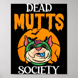 Póster Amante de Perros Zombie Divertido Cerebros Hallowe