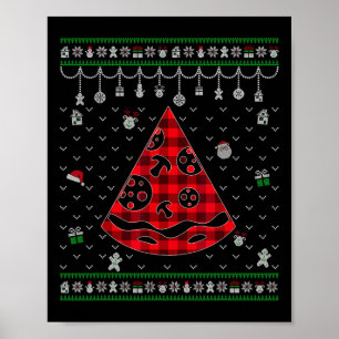 Póster Amante de Pizza de Cuadros Rojos Navidad Fea Diver