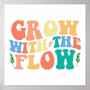 Póster Amante de Plantas Groovy "Crece con el Flujo" Gráf