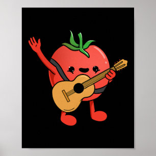Póster Amante de Tomate Tocando Guitarra Tomate