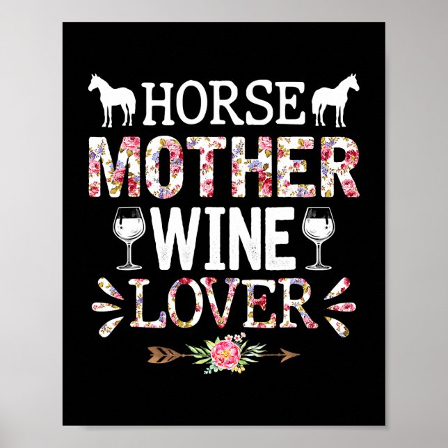Póster Amante de vino de madre de caballo en el día de la (Frente)