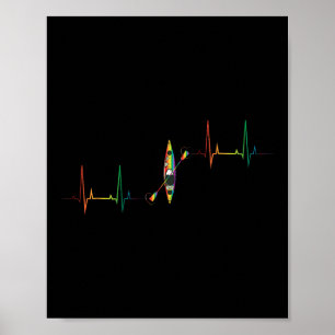 Póster Amante del bote de ritmo cardíaco de kayak Canotaj