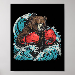 Póster Amante del boxeo de osos guantes de boxeo kickboxi