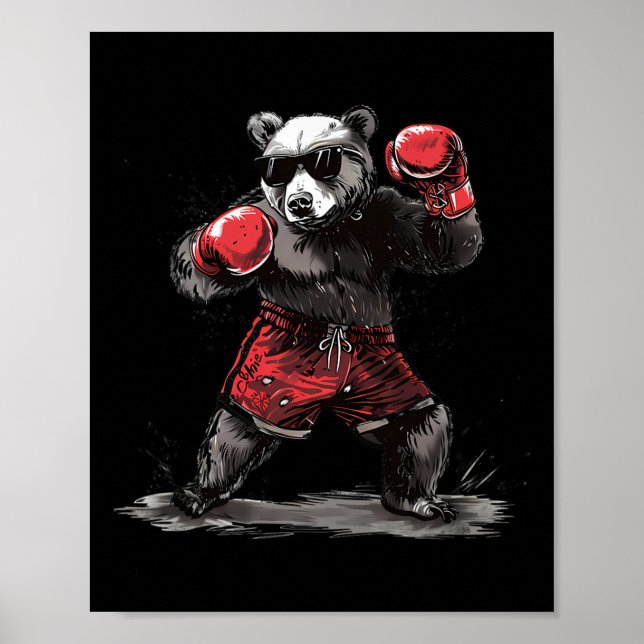 Póster Amante del boxeo de osos guantes de boxeo kickboxi (Frente)