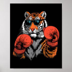 Póster Amante del boxeo de tigre guantes de boxeo kickbox