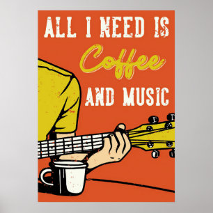 Póster Amante del Café Café y Música