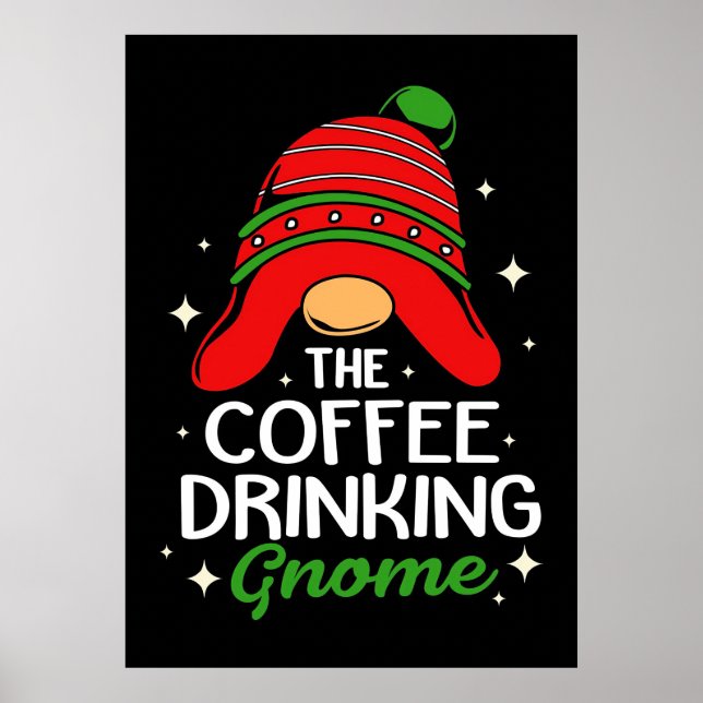 Póster Amante del Café El Gnomo que Bebe Café (Frente)