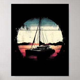 Póster Amante del catamarán - Vela náutica vintage