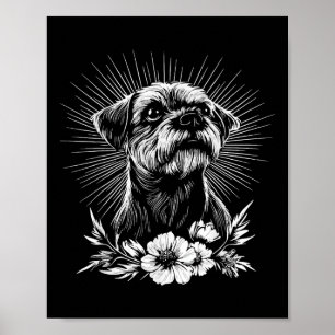 Póster Amante del estilo de tatuaje Border Terrie retro p