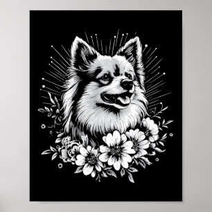 Póster Amante del estilo de tatuaje Keeshond perro retro 