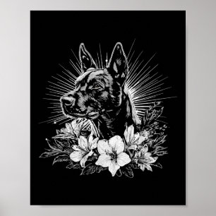 Póster Amante del Estilo de Tatuaje Malinois Belga Retro