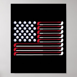 Póster Amante del golfista de la bandera americana de gol