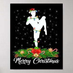 Póster Amante del kickboxing sombrero de Santa a juego ki