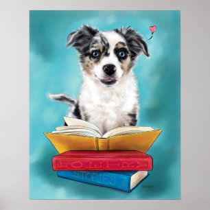 Póster Amante del libro de cachorros