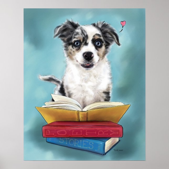 Póster Amante del libro de cachorros (Frente)
