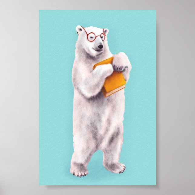 Póster Amante del libro de oso polar (Frente)
