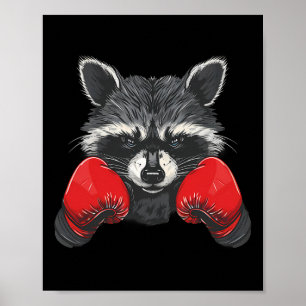 Póster Amante del mapache boxeador guantes de boxeo kickb