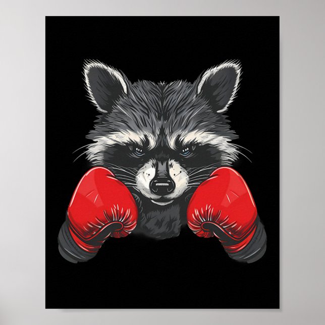 Póster Amante del mapache boxeador guantes de boxeo kickb (Frente)