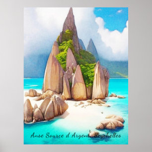 Póster Amante del océano de las Seychelles Beach