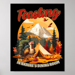 Póster Amante del pavo de camping de acción de gracias